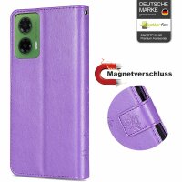 Hülle für Motorola Moto G35 Handyhülle mit [Standfunktion][Kartenfächern] in Lila
