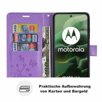 Hülle für Motorola Moto G35 Handyhülle mit [Standfunktion][Kartenfächern] in Lila