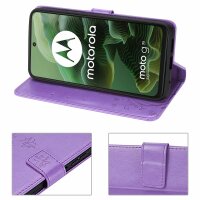 Hülle für Motorola Moto G35 Handyhülle mit [Standfunktion][Kartenfächern] in Lila
