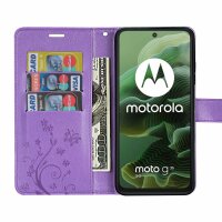Hülle für Motorola Moto G35 Handyhülle mit [Standfunktion][Kartenfächern] in Lila
