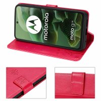 Hülle für Motorola Moto G35 Handyhülle mit [Standfunktion][Kartenfächern] in Rot