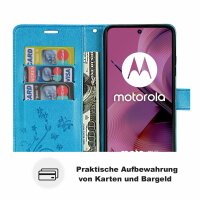 Hülle für Motorola Moto G55 Handyhülle mit [Standfunktion][Kartenfächern] in Blau