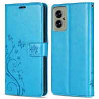Hülle für Motorola Moto G55 Handyhülle mit [Standfunktion][Kartenfächern] in Blau