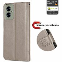 Hülle für Motorola Moto G55 Handyhülle mit [Standfunktion][Kartenfächern] in Grau