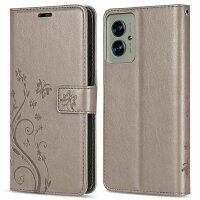 Hülle für Motorola Moto G55 Handyhülle mit [Standfunktion][Kartenfächern] in Grau