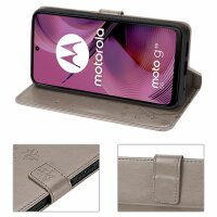 Hülle für Motorola Moto G55 Handyhülle mit [Standfunktion][Kartenfächern] in Grau