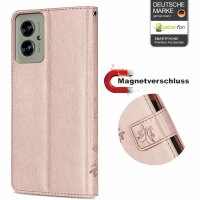 Hülle für Motorola Moto G55 Handyhülle mit [Standfunktion][Kartenfächern] in Rosegold