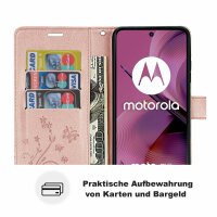Hülle für Motorola Moto G55 Handyhülle mit [Standfunktion][Kartenfächern] in Rosegold