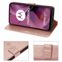 Hülle für Motorola Moto G55 Handyhülle mit [Standfunktion][Kartenfächern] in Rosegold
