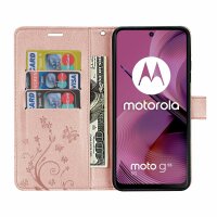 Hülle für Motorola Moto G55 Handyhülle mit [Standfunktion][Kartenfächern] in Rosegold