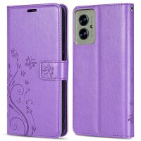 Hülle für Motorola Moto G55 Handyhülle mit [Standfunktion][Kartenfächern] in Lila