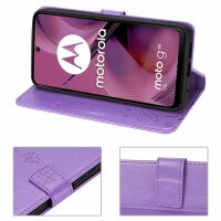 Hülle für Motorola Moto G55 Handyhülle mit [Standfunktion][Kartenfächern] in Lila