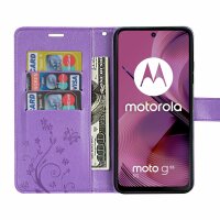 Hülle für Motorola Moto G55 Handyhülle mit [Standfunktion][Kartenfächern] in Lila