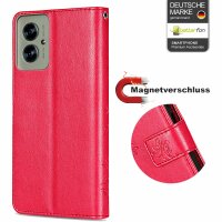 Hülle für Motorola Moto G55 Handyhülle mit [Standfunktion][Kartenfächern] in Rot