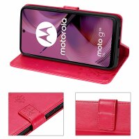 Hülle für Motorola Moto G55 Handyhülle mit [Standfunktion][Kartenfächern] in Rot