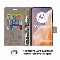 Hülle für Motorola Moto G85 Handyhülle mit [Standfunktion][Kartenfächern] in Grau