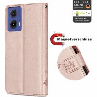 Hülle für Motorola Moto G85 Handyhülle mit [Standfunktion][Kartenfächern] in Rosegold