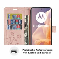 Hülle für Motorola Moto G85 Handyhülle mit [Standfunktion][Kartenfächern] in Rosegold
