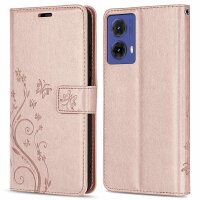 Hülle für Motorola Moto G85 Handyhülle mit [Standfunktion][Kartenfächern] in Rosegold