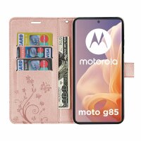 Hülle für Motorola Moto G85 Handyhülle mit [Standfunktion][Kartenfächern] in Rosegold