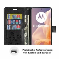 Hülle für Motorola Moto G85 Handyhülle mit [Standfunktion][Kartenfächern] in Schwarz