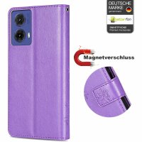 Hülle für Motorola Moto G85 Handyhülle mit [Standfunktion][Kartenfächern] in Lila