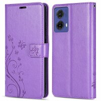 Hülle für Motorola Moto G85 Handyhülle mit [Standfunktion][Kartenfächern] in Lila