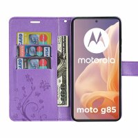 Hülle für Motorola Moto G85 Handyhülle mit [Standfunktion][Kartenfächern] in Lila