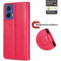 Hülle für Motorola Moto G85 Handyhülle mit [Standfunktion][Kartenfächern] in Rot