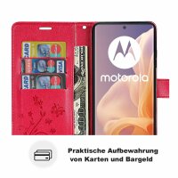 Hülle für Motorola Moto G85 Handyhülle mit [Standfunktion][Kartenfächern] in Rot