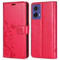 Hülle für Motorola Moto G85 Handyhülle mit [Standfunktion][Kartenfächern] in Rot