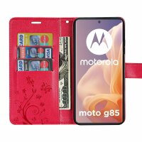 Hülle für Motorola Moto G85 Handyhülle mit [Standfunktion][Kartenfächern] in Rot