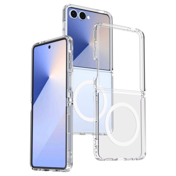 Handyhülle mit integrierter Magnet für Samsung Galaxy Z Flip 6 / Z Flip 7 FE Handyhülle Bumper Transparent