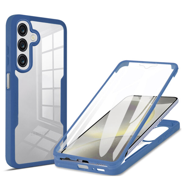360° Hülle für Samsung Galaxy A16 / A17, 360 Grad Handyhülle mit Integriertem Displayschutz in Blau