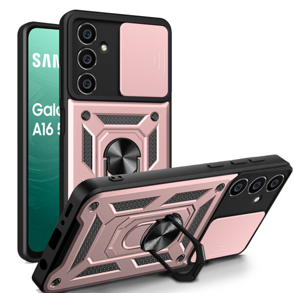 Outdoor Panzer Hülle für Samsung Galaxy A17 mit Kameraschutz Ringhalter Bumper in Rosegold