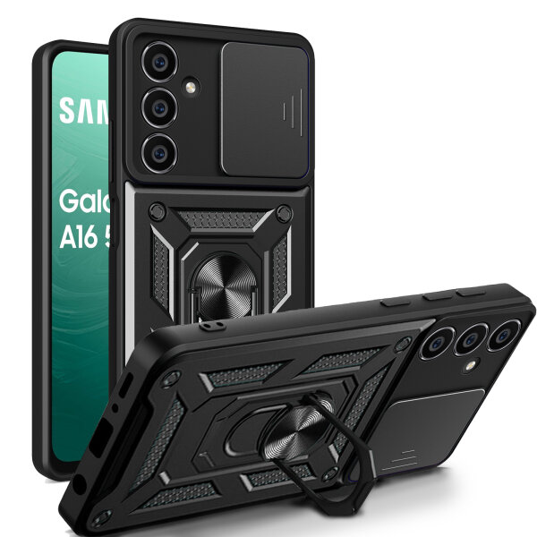 Outdoor Panzer Hülle für Samsung Galaxy A17 mit Kameraschutz Ringhalter Bumper in Schwarz