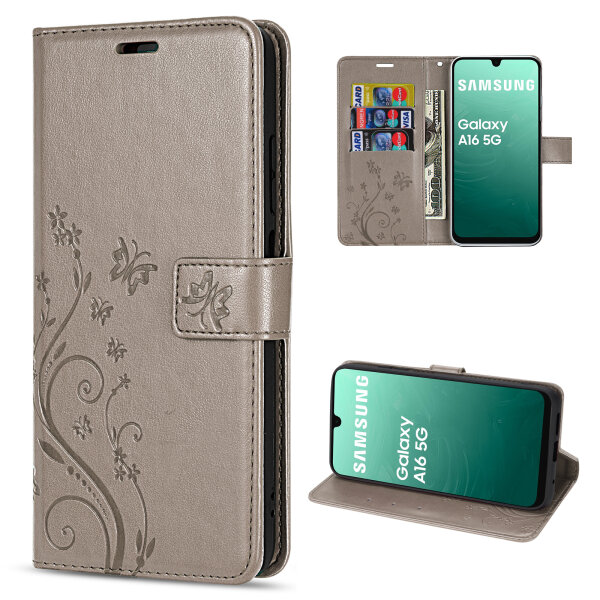 Handy Tasche für Samsung Galaxy A17 5G Hülle Handyhülle Klapphülle Wallet Case in Grau