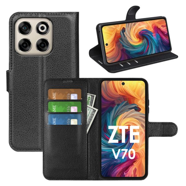 Handy Tasche für ZTE Blade V70 Handyhülle Flip Cover Wallet Case Hülle Etui Schwarz