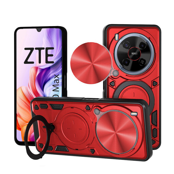 Outdoor Panzer Hülle für ZTE Blade V70 Max Handyhülle mit Slide Kameraschutz Ringhalter Bumper in Rot
