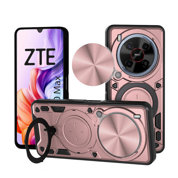 Outdoor Panzer Hülle für ZTE Blade V70 Max Handyhülle mit Slide Kameraschutz Ringhalter Bumper in Rosegold