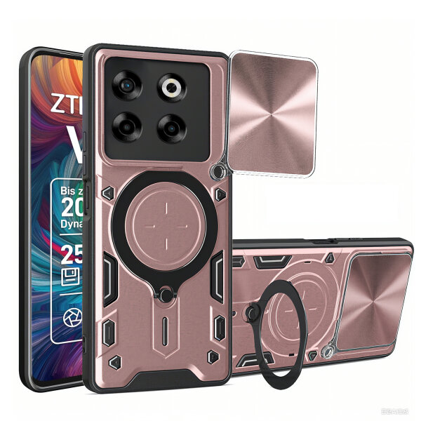 Outdoor Panzer Hülle für ZTE Blade V70 Handyhülle mit Slide Kameraschutz Ringhalter Bumper in Rosegold