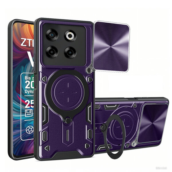 Outdoor Panzer Hülle für ZTE Blade V70 Handyhülle mit Slide Kameraschutz Ringhalter Bumper in Lila