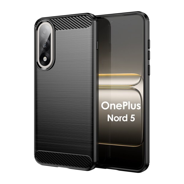 Hülle für OnePlus Nord 5 Carbon Outdoor Handyhülle Bumper Case Cover Handy Tasche TPU
