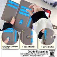 Handykette für Samsung Galaxy A53 Hülle mit Band Handyhülle Kartenfächer PU Leder Umhängetasche in Grau