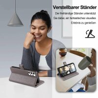 Handykette für Samsung Galaxy A53 Hülle mit Band Handyhülle Kartenfächer PU Leder Umhängetasche in Grau