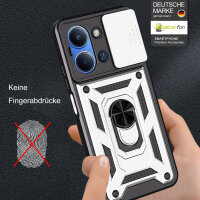 Outdoor Panzer Hülle für Xiaomi Redmi 15C (173cm) Handyhülle Kameraschutz Ringhalter in Silber