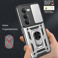 Outdoor Panzer Hülle für Xiaomi Redmi 15 4G / 5G Handyhülle Kameraschutz Ringhalter in Silber