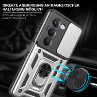 Outdoor Panzer Hülle für Xiaomi Redmi 15 4G / 5G Handyhülle Kameraschutz Ringhalter in Silber