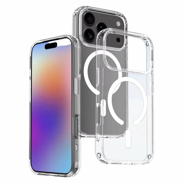 Hülle mit integrierter Magnet für iPhone 17 Pro Handyhülle Bumper Transparent