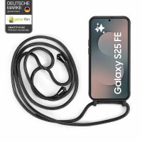 Handykette für Samsung Galaxy S25 FE Hanyhülle mit Band Hülle mit Kodel Smartphone Halskette in Schwarz
